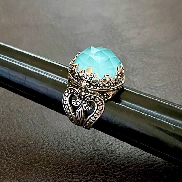 Konstantino Sterling Silver Turquoise Rock Crystal doublet ring - Picture 5 of 14